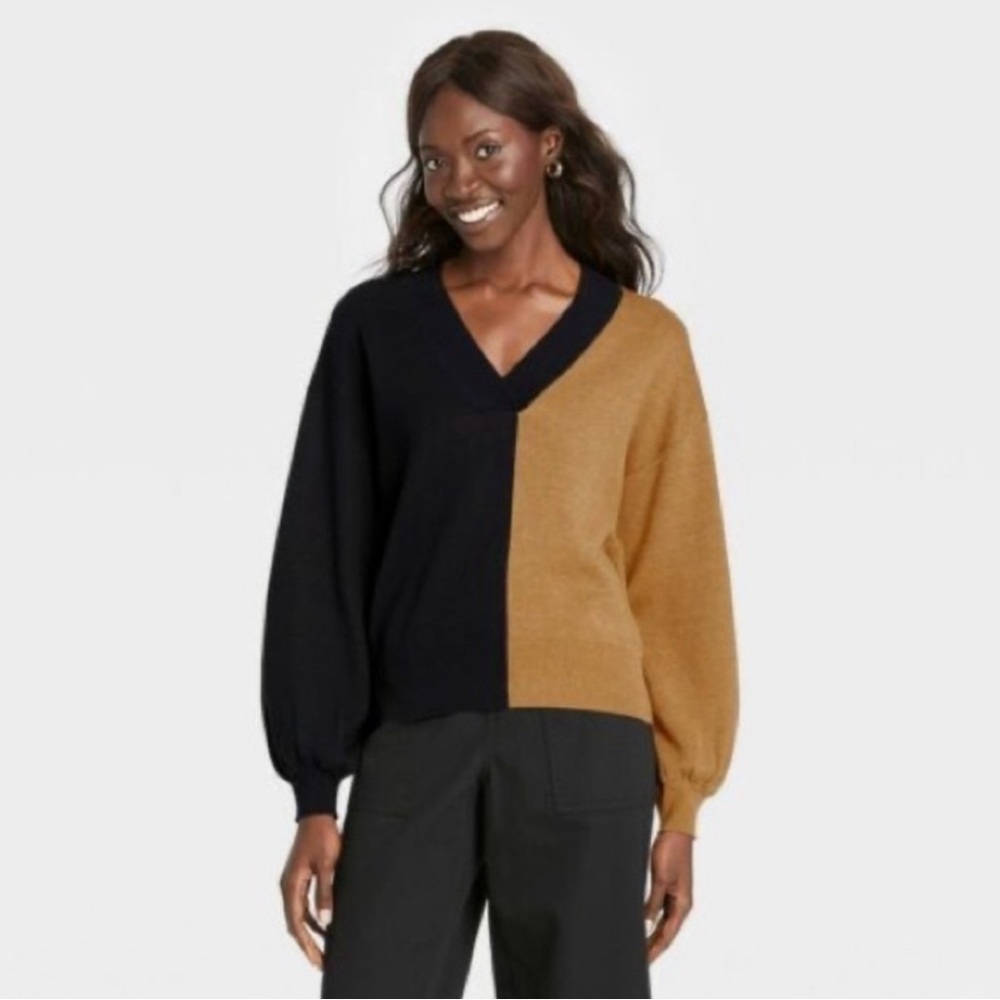 Who What Wear Black Tan Sweater Size XL
